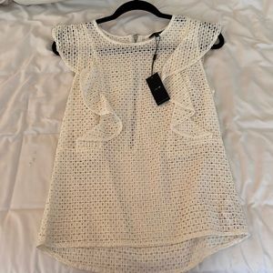 NWT Joe’s Jeans Collection white knit blouse with ruffle detail and zipper back
